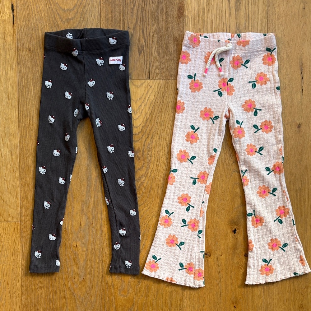 Zara Black and Floral Kids Leggings Set